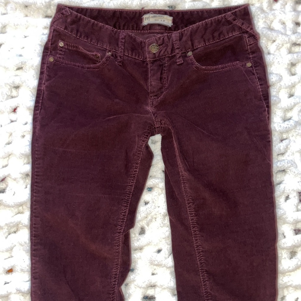 Free People Stretch Low-Rise Skinny Corduroy Maroon 28 - Picture 2 of 13